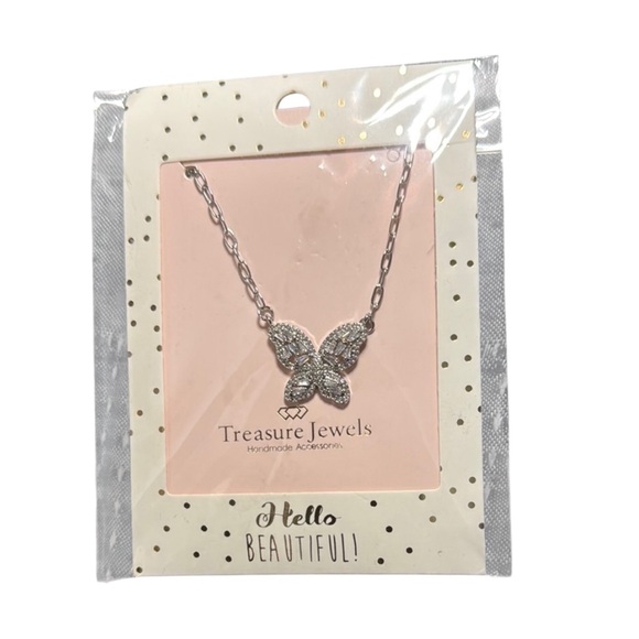 Treasure Jewels Delicate Silver Butterfly Pendant Necklace - Picture 1 of 6